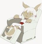  animated anthro brown_fur fur hair lagomorph made_in_abyss mammal massage_chair nanachi open_mouth rabbit solo terazip_(artist) vibrating whiskers white_hair yellow_eyes young 