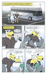  anthro anti_dev avian ayden_(brogulls) bailey_(brogulls) bird brogulls brother bus clothed clothing comic english_text eye_contact eyewear farewell glasses hug male male/male outside seagull sibling suitcase text wilson_(brogulls) 