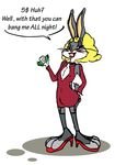  bugs_bunny clothed clothing crossdressing footwear furalover garter high_heels lagomorph legwear lipstick looney_tunes makeup male mammal money pose prostitution rabbit shoes simple_background solo tex_avery thigh_highs warner_brothers whiskers 