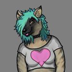  &lt;3 aardwolf bedeyes bright_colors brighthair browneyes clothed clothing collar colored_hair female hyena invalid_color invalid_tag kiianawillow mammal portrait profile seductive shirt simplistic solo tongue tulip 