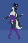  2015 anthro blue_hair breasts camel_toe canine clothed clothing female fur gender_transformation grey_fur hair jasentamiia mammal mtf_transformation panties transformation underwear white_fur wide_hips 