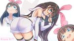  :d a.i._channel adjusting_eyewear ass bare_shoulders bent_over blue_eyes blush bow breasts brown_hair character_name chibi commentary_request constricted_pupils crazy_eyes detached_sleeves glasses hair_bow highres idol install! kizuna_ai kotori_photobomb long_hair looking_at_viewer multicolored_hair multiple_views nasuno_chiyo open_mouth photobomb pink_hair round_teeth sailor_collar shirt short_shorts shorts sideboob simple_background sleeveless sleeveless_shirt small_breasts smile teeth thighhighs two_side_up very_long_hair virtual_youtuber white_background 