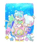  aikatsu! aikatsu!_(series) alien astronaut bad_id bad_twitter_id blush dojima_nina_(aikatsu!) double_bun gloves gradient gradient_clothes headwear_removed heart heart-shaped_pupils helmet helmet_removed looking_at_another mmm2id multicolored_hair shooting_star space star symbol-shaped_pupils tentacles thighhighs 