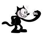  &cent; 2017 anthro biped black_tail cat cheek_tuft coin digital_drawing_(artwork) digital_media_(artwork) feline felix_the_cat felix_the_cat_(series) full-length_portrait fungasm greyscale hand_on_hip holding_object humanoid_hands long_tail male mammal monochrome nude old_toon portrait side_view simple_background smile solo standing toony tuft whiskers white_background 