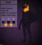  bat claws conditional_dnp flying_fox fruit_bat fur looking_at_viewer mammal membranous_wings model_sheet orange_eyes orange_fur plantigrade purple_background purple_fur ratte simple_background solo vasili_(flying_fox) winged_arms wings 