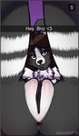  &lt;3 2016 anthro anus bebecake black_fur black_nose blush border_collie breasts brown_eyes brown_hair butt canine chest_tuft clitoral_hood clitoris collie dog english_text female fur hair legs_up looking_at_viewer looking_through_legs mammal multicolored_fur neck_tuft nude presenting presenting_anus presenting_pussy purple_background pussy simple_background snapchat solo stripes text tuft two_tone_fur voltassa white_fur 
