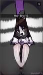  &lt;3 2016 anthro anus bebecake black_fur black_nose blush border_collie breasts brown_eyes brown_hair butt canine chest_tuft clitoral_hood clitoris collie dog english_text female fur hair legs_up looking_at_viewer looking_through_legs mammal multicolored_fur neck_tuft nude presenting presenting_anus presenting_pussy purple_background pussy pussy_juice simple_background snapchat solo stripes text tuft two_tone_fur voltassa white_fur 