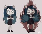  anthro black_hair brickshoes cartoon_hangover cat claire_(the_summoning) clothing dress eyelashes fangs feline female footwear hair mammal notched_ear pentagram shoes smile solo the_summoning 