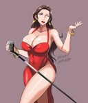  1girl blue_eyes breasts brown_hair huge_breasts jewelry mario_(series) microphone pauline 