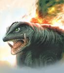  embers fire gamera gamera_(series) giant_monster green_eyes kaijuu monster smoke turtle turtle_shell tusks volcano 