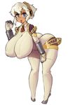 1girl aegis_(persona) android blue_eyes breasts huge_breasts leaning_forward looking_at_viewer person_3 persona puffy_nipples robot short_hair silver_hair solo standing 