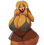  2017 absurd_res alpha_channel anthro big_breasts biped breasts canine clothed clothing digital_media_(artwork) dog dogmom eikasianspire female hair hi_res huge_breasts long_hair looking_at_viewer mammal navel one_eye_closed saluki simple_background slightly_chubby solo thick_thighs translucent transparent_background transparent_clothing voluptuous wide_hips wink 