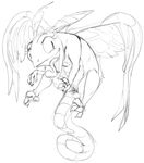  2017 brightwing claws derp_eyes dotkwa dragon faerie_dragon fairy female feral greyscale heroes_of_the_storm long_tongue midair monochrome nude open_mouth pussy simple_background sketch solo tongue tongue_out white_background wings 