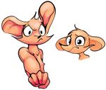  2017 anthro big_ears cheek_tuft chiko_(dotkwa) dotkwa female flat_chested frown mammal mouse nipples rodent simple_background solo tuft white_background 