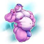  anthro belly big_belly clothing hat hyper hyper_belly jockstrap looking_at_viewer male mario_bros muscular muscular_male nintendo nipples overweight penis_shaped_bulge smile solo sxf-pantera tongue tongue_out underwear video_games yoshi 
