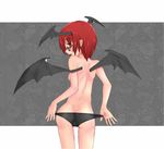  amagasa_kousai back bad_id bad_pixiv_id bat_wings bespectacled cameltoe glasses head_wings koakuma panties panty_pull red_eyes red_hair short_hair solo topless touhou underwear underwear_only undressing wings 