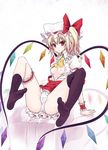  arm_support asymmetrical_clothes blonde_hair breasts cameltoe colored_eyelashes eyelashes fat_mons feet flandre_scarlet gradient_hair leg_garter legs looking_at_viewer multicolored_hair nipples open_clothes open_shirt panties red_eyes shirt short_hair side_ponytail sitting small_breasts socks solo spread_legs touhou underwear utakata_(kochou_no_yume) wings 
