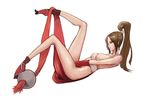  bad_id bad_pixiv_id breasts brown_eyes brown_hair fatal_fury hidezi large_breasts legs lips lying nipples on_back ponytail shiranui_mai solo the_king_of_fighters 