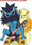  anal anal_penetration anthro arcanine balls canine cum cum_in_ass cum_inside dark-moltres duo gay knot luxray male mammal muscles nintendo penetration penis pok&#233;mon pok&#233;morph pokemon video_games 