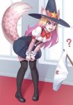  ? bow_tie breasts cleavage clothed clothing cristalavi feline female hair hat inner_ear_fluff inside legwear leopard magic_user mammal pantherine panties solo stockings underwear window witch witch_hat wrist_cuff 
