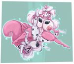  2017 ahegao anthro areola ayana big_breasts blue_eyes blush breasts canine dal_(joelasko) dalmatian dog duo eyelashes fangs female female/female glowing glowing_eyes hair joelasko long_hair looking_pleasured mammal markings nipples open_mouth pussy sex simple_background skunk tongue tongue_out tribadism white_hair 