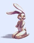  2016 anthro catelman digital_media_(artwork) disney female fur judy_hopps lagomorph mammal nude rabbit simple_background smile solo white_background zootopia 