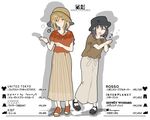  alternate_costume blonde_hair brown_eyes brown_hair hat leg_up long_hair maribel_hearn multiple_girls one_eye_closed ribbon sandals shirt short_hair skirt tokoroten_(hmmuk) touhou usami_renko yellow_eyes 