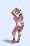  2016 anthro butt catelman digital_media_(artwork) disney female fur judy_hopps lagomorph mammal nude pink_nose pinup pose rabbit simple_background smile solo white_background zootopia 