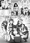  6+girls :d :p abs animal_ears battle_tendency bow bowtie breasts cat_ears cleavage closed_mouth comic crossover elbow_gloves emperor_penguin_(kemono_friends) emphasis_lines eyebrows_visible_through_hair food gentoo_penguin_(kemono_friends) glasses gloom_(expression) gloves greyscale hair_over_one_eye headphones high-waist_skirt humboldt_penguin_(kemono_friends) jacket japari_bun jojo_no_kimyou_na_bouken jojo_pose kars_(jojo) kemono_friends loincloth long_hair long_sleeves looking_at_another looking_at_viewer margay_(kemono_friends) margay_print monochrome multiple_girls muscle open_mouth parted_lips penguins_performance_project_(kemono_friends) pose print_gloves print_neckwear print_skirt rockhopper_penguin_(kemono_friends) royal_penguin_(kemono_friends) serval_(kemono_friends) serval_ears serval_print shirt short_hair sitting skirt sleeveless sleeveless_shirt smile squatting standing standing_on_one_leg thighhighs tongue tongue_out toritora translated trembling wavy_mouth zettai_ryouiki 