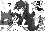  ? @_@ ahoge al_bhed_eyes between_legs blush breasts candy clothes_writing eating floating food gengar greyscale hand_between_legs hand_up headband hex_maniac_(pokemon) indoors licking lollipop long_hair looking_at_viewer looking_to_the_side medium_breasts monochrome npc_trainer panties phantump pokemon pokemon_(creature) pokemon_(game) pokemon_rgby pokemon_rse pokemon_xy putry sableye sharp_teeth shirt short_sleeves sitting smile socks teeth text tongue tongue_out underwear 