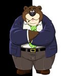  2009 anthro bear brown_fur cigar clothing eyewear footwear fur glasses male mammal necktie norataro overweight overweight_male pants shirt shoes solo 