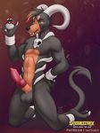  anthro erection horn houndoom knot looking_at_viewer male nintendo nude penis pok&eacute;ball pok&eacute;mon pok&eacute;mon_(species) satsukii solo video_games watermark yellow_eyes 