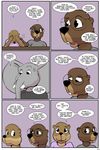 2017 anthro beaver buckteeth clothed clothing comic dialogue elephant english_text eyewear female glasses lisa_(study_partners) male mammal mustelid open_mouth otter ragdoll_(study_partners) rodent sarah_(study_partners) speech_bubble study_partners teeth text thunderouserections trunk tusks young 