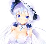  azur_lane blue_eyes blush dress hat illustrious_(azur_lane) long_hair smile white_hair 