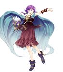  bangs bare_shoulders book breasts cape collarbone dress fire_emblem fire_emblem:_seima_no_kouseki fire_emblem_heroes full_body highres holding holding_book jewelry long_hair looking_away lute_(fire_emblem) medium_breasts necklace official_art purple_eyes purple_hair seo_kouji shoes sleeveless solo transparent_background 