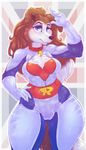  2017 anthro big_breasts blue_eyes blush bodysuit breasts canine clothing collar colleen collie dimwitdog dog female gloves hi_res looking_at_viewer mammal road_rovers skinsuit solo suit thick_thighs thigh_gap tight_clothing zipper 