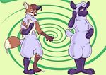  canine caprine female fox gender_transformation hornbuckle male mammal rubber sequence sheep solo standing transformation 