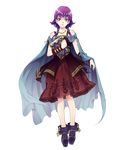  bangs bare_shoulders book cape dress fire_emblem fire_emblem:_seima_no_kouseki fire_emblem_heroes full_body highres holding holding_book jewelry long_hair looking_at_viewer lute_(fire_emblem) necklace official_art parted_lips purple_eyes purple_hair seo_kouji shoes sleeveless solo standing transparent_background 