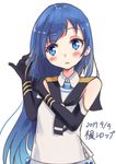  1girl blue_eyes blue_hair gloves kantai_collection sailor_uniform samidare 楓シロップ 
