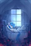  2017 bed bedroom blue_hair chest_tuft curtains cutie_mark equine eyes_closed female friendship_is_magic hair headphones horn listening_to_music lying mammal moonlight multicolored_hair music musical_instrument my_little_pony night piano pillow poster ramiras record short_hair smile solo solo_focus tuft two_tone_hair unicorn vinyl_scratch_(mlp) window 