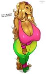  2017 anthro big_breasts breasts canine cherrikissu cleavage clothed clothing dialogue digital_media_(artwork) dog dogmom english_text female fully_clothed hair huge_breasts long_hair looking_at_viewer mammal nipple_bulge saluki simple_background solo text thick_thighs white_background 