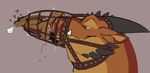  2017 ambiguous_gender anal anthro cage dragon duo evalion feral horn male muzzle_(disambiguation) open_mouth oral raised_tail restraints rimming saliva scalie sex simple_background size_difference smile straps 