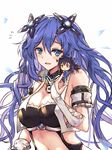  :d :o arm_strap bare_shoulders black_hair blue_eyes blush breasts bridal_gauntlets chibi cleavage crop_top large_breasts long_hair multiple_girls navel neptune_(series) next_purple noire on_shoulder open_clothes open_mouth open_vest power_symbol purple_hair purple_heart red_eyes shin_jigen_game_neptune_vii simple_background smile symbol-shaped_pupils twintails upper_body very_long_hair vest white_background white_crow white_vest 