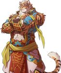  abs anthro biceps claws clothed clothing digital_media_(artwork) feline fur lin_hu looking_at_viewer mammal muscular nekojishi solo stripes takemoto_arashi tiger unknown_artist white_fur 