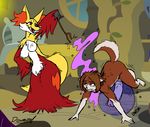  balls blush dawmino delphox duo female hyper leo_rockenburg magic male nintendo nude penis pok&eacute;mon pok&eacute;mon_(species) video_games 