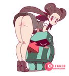  2017 ambiguous_gender animated butt digital_media_(artwork) diives duo female hair human looking_back mammal mineral_fauna nintendo nosepass not_furry pok&eacute;mon pok&eacute;mon_(species) presenting presenting_hindquarters pussy red_eyes roxanne_(pok&eacute;mon) shaking_butt solo_focus video_games 
