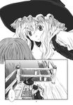  apron arm_warmers comic dress greyscale hat highres kirisame_marisa long_hair mizuhashi_parsee monochrome page_number short_hair short_sleeves skirt sleeveless sleeveless_dress touhou translated vest waist_apron witch_hat yohane 