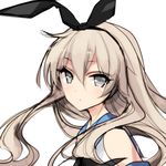  absurdres bad_id bad_pixiv_id black_bow blonde_hair blush bow breasts commentary elbow_gloves eyebrows_visible_through_hair eyes_visible_through_hair from_side gloves grey_eyes grey_footwear hair_between_eyes hair_bow highleg highres kantai_collection long_hair looking_at_viewer midriff misteor open_mouth sailor_collar shimakaze_(kantai_collection) skirt small_breasts solo striped striped_legwear thighhighs torso turning_head very_long_hair white_background white_gloves 
