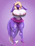  anthro big_breasts breasts canid canine clothed clothing curvaceous female fishnet footwear high_heels huge_breasts mammal nipples plankboy platform_footwear platform_heels shoes skimpy solo sorez standing thick_thighs 