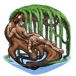  2017 4_fingers 4_toes anthro brown_hair digital_media_(artwork) ear_piercing eskiworks feline female fur hair hand_on_hip lying mammal nude on_side pawpads piercing rear_view ringed_tail serval short_hair smile solo spots spotted_fur swamp toes tree wolf-nymph 